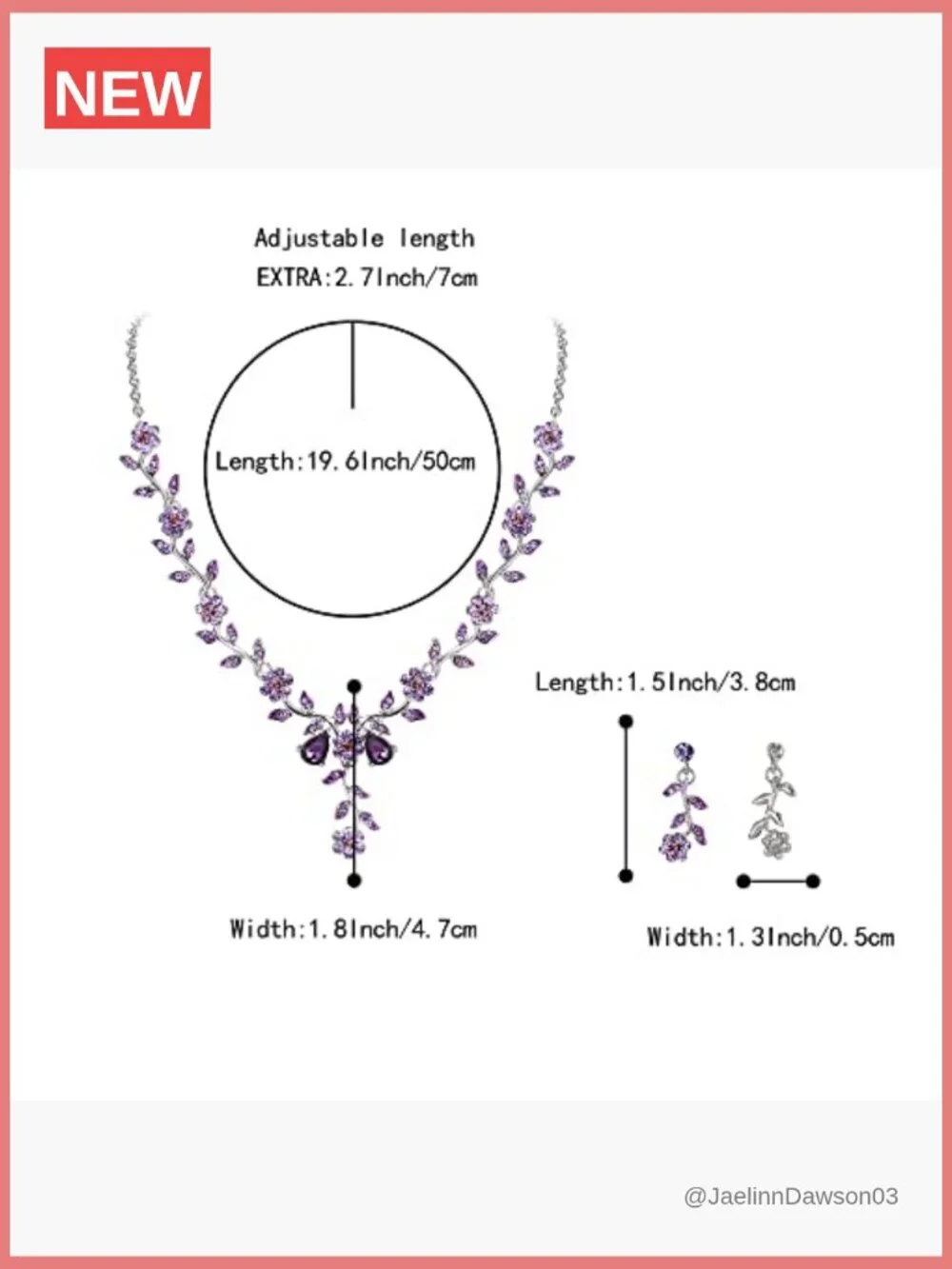 Crystal Flower Leaf Dangle Earrings Necklace Set for Wedding